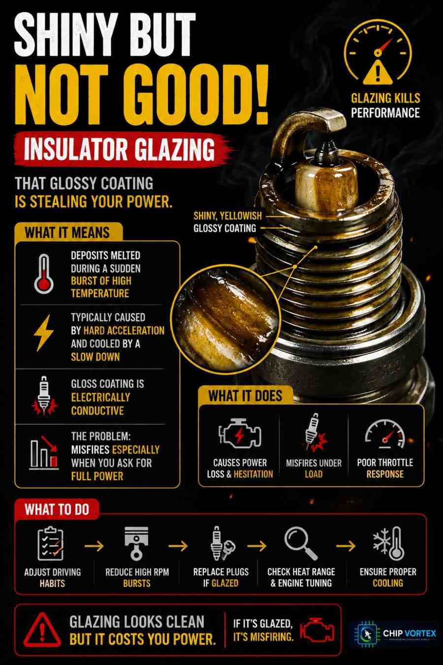 Insulator Glazing spark plug