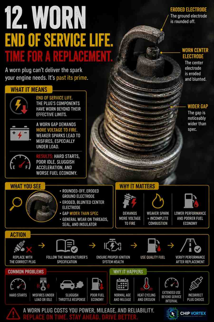 Worn spark plug 
